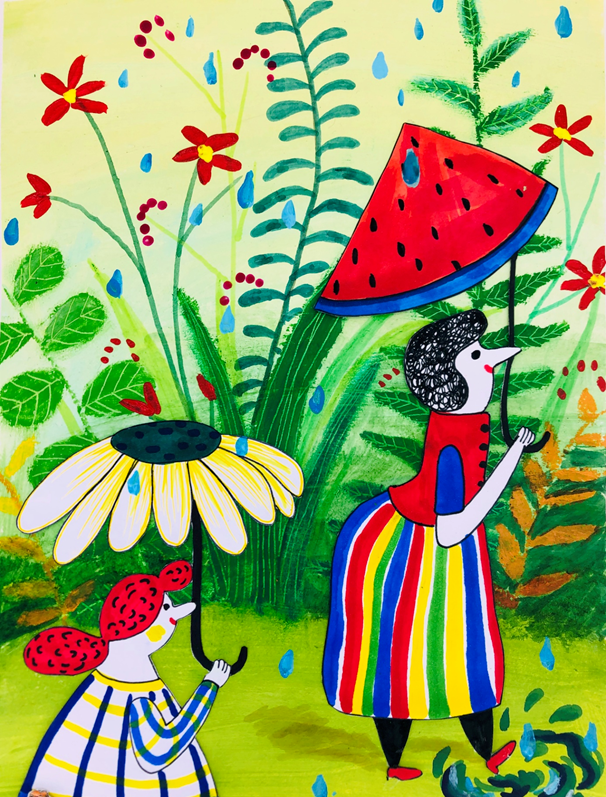 Add final touches to complete your magical umbrella scene!