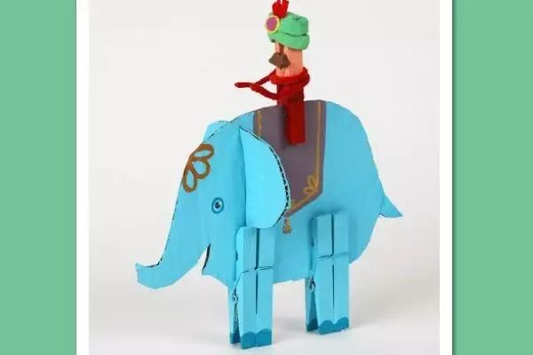 The little people on the elephant also use clothespins