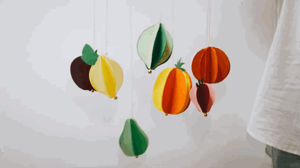 The way the fruit wind chime sways