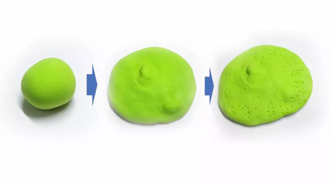 Take out green clay and roll it into an oval shape, then press it flat