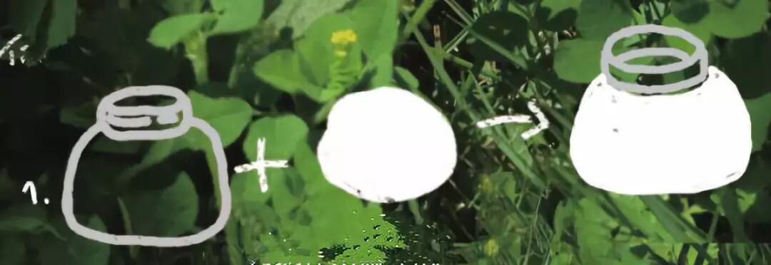 Wrap white soft clay around the outside of the small bottle