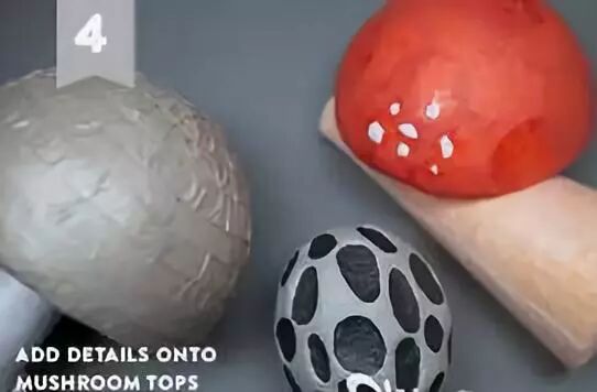 Add some details to the mushroom top surface, such as painting white dots, etc.